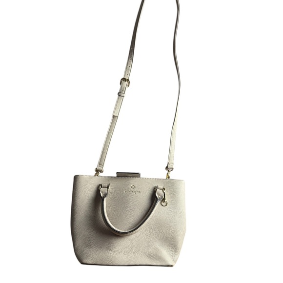 Nanette Lepore Crossbody Leather Cream Satchel detachable strap Top handles Bag - Picture 2 of 7
